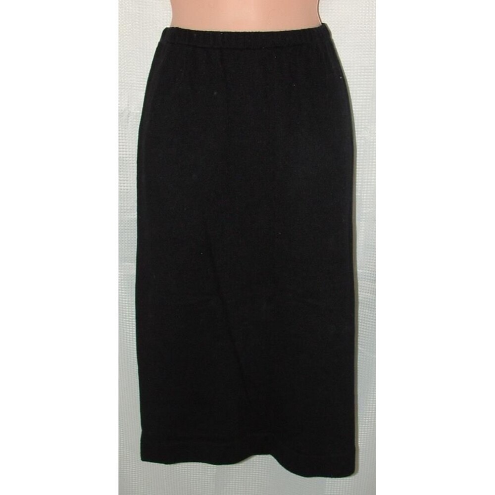 Black Sz 10 Church Office Elastic Waist Lightweight Sweater Knee Length Skirt